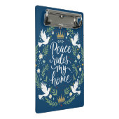 Peace Rules My Home Mini Klemmbrett (Schrägansicht)