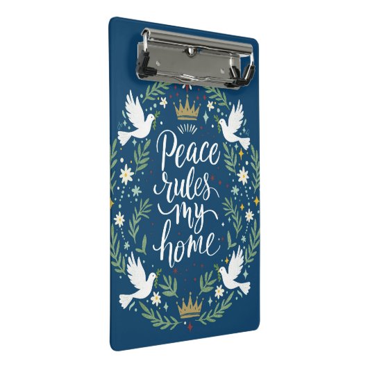 Peace Rules My Home Mini Klemmbrett (Schrägansicht)