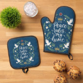 Peace Rules My Home Ofenhandschuh & Topflappen-Set (Oben Unten)