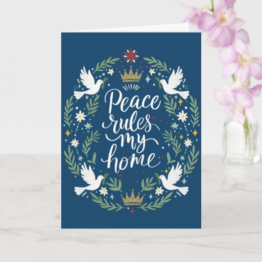 Peace Rules My HomeFolded Greeting Card Karte (Orchidee)