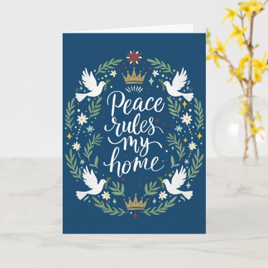 Peace Rules My HomeFolded Greeting Card Karte (Gelbe Blume)