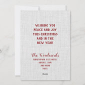 Peace Rustic Burlap Christmas Tree Feiertagskarte (Rückseite)