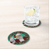 Peace Santa Coaster Runder Pappuntersetzer (Vor Ort)
