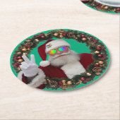 Peace Santa Coaster Runder Pappuntersetzer (Angewinkelt)