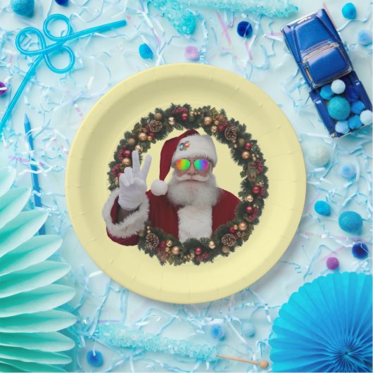 Peace Santa Wreath Plate Pappteller (Party)