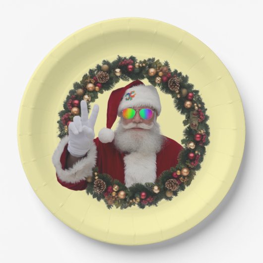 Peace Santa Wreath Plate Pappteller (Vorderseite)