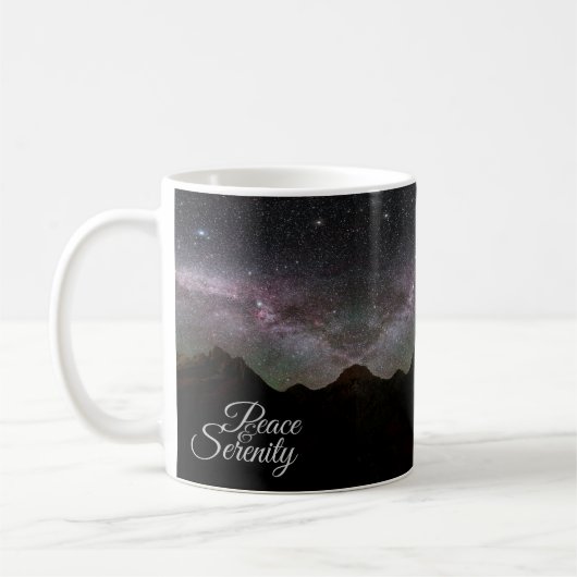 Peace & Serenity Mountain Night Sky Kaffeetasse (Links)