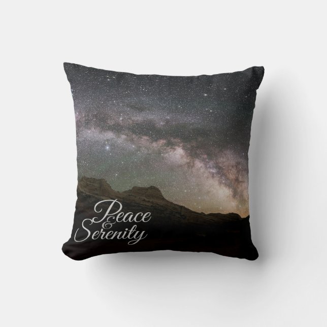 Peace & Serenity Mountain Night Sky Kissen (Vorderseite)