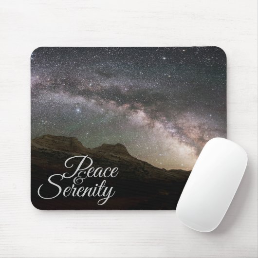 Peace & Serenity Mountain Night Sky Mousepad (Mit Mouse)