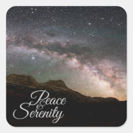 Peace & Serenity Mountain Night Sky Quadratischer Aufkleber