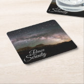 Peace & Serenity Mountain Night Sky Rechteckiger Pappuntersetzer (angewinkelt)