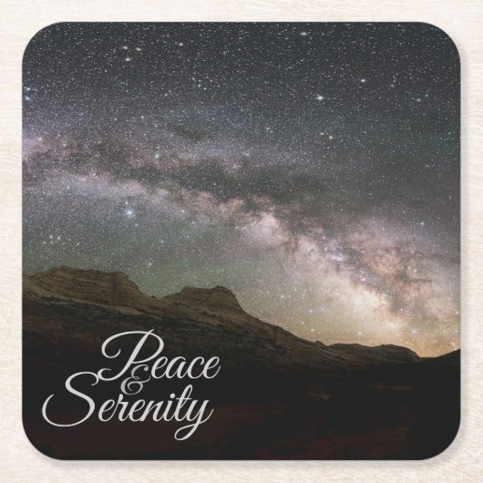 Peace & Serenity Mountain Night Sky Rechteckiger Pappuntersetzer (Vorderseite)