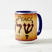 Peace Shalom in Hebrew Mug Tasse (VorderseiteRechts)