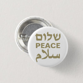 Peace Shalom Salaam Gold und weiße Typografie Button
