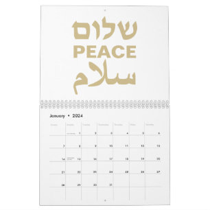 Peace Shalom Salaam Weißgold Moderne Typografie Kalender