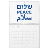 Peace Shalom Salaam White & Blue Moderne Typografi Kalender (Jan 2026)