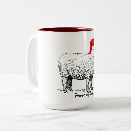 Peace Sheep Zweifarbige Tasse (Vorderseite Links)
