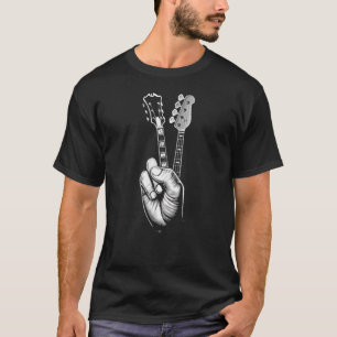 Peace Sign Acoustic Gitarre Fingers Gitarrist Musi T-Shirt
