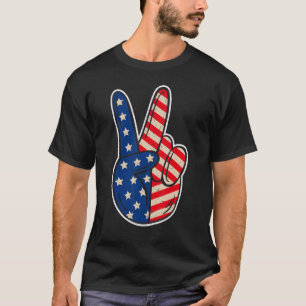 Peace Sign American Flag Red White Blue T-Shirt