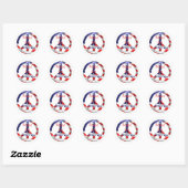 Peace Sign American Flag Red White Blue Zitat Runder Aufkleber (Blatt)