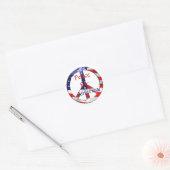 Peace Sign American Flag Red White Blue Zitat Runder Aufkleber (Umschlag)