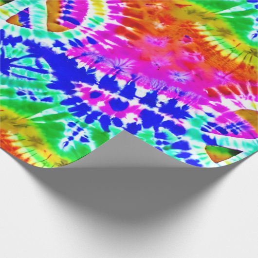 Peace Sign auf farbenfrohe Gefärbte Krawatte Hippi Geschenkpapier (Ecke)