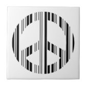 PEACE SIGN BAR CODE Hippie Barcode Muster Design Fliese (Vorderseite)