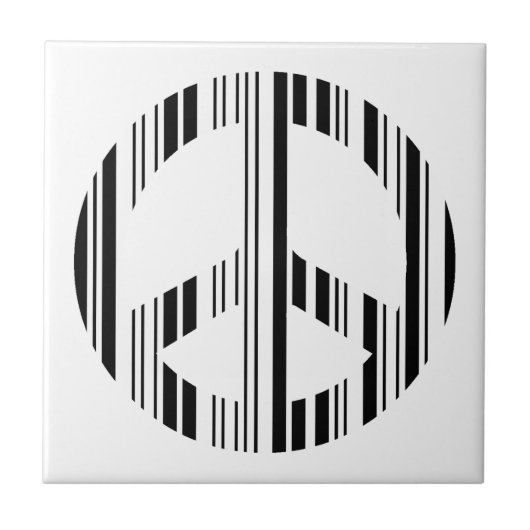 PEACE SIGN BAR CODE Hippie Barcode Muster Design Fliese (Vorderseite)