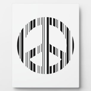 PEACE SIGN BAR CODE Hippie Barcode Muster Design Fotoplatte