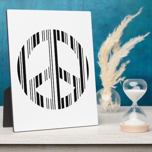 PEACE SIGN BAR CODE Hippie Barcode Muster Design Fotoplatte (Seite)