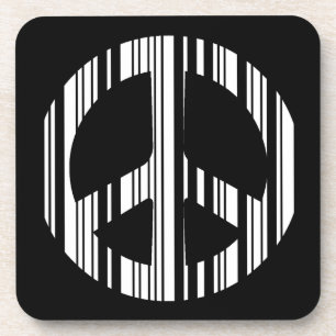 PEACE SIGN BAR CODE Hippie Barcode Muster Design Untersetzer