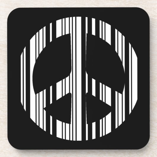 PEACE SIGN BAR CODE Hippie Barcode Muster Design Untersetzer (Vorderseite)