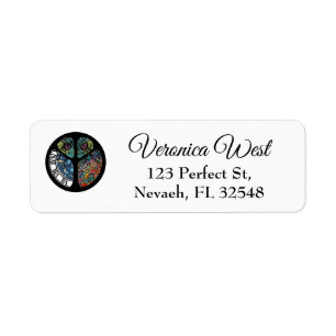 PEACE Sign Baum Owl Farbiges Design