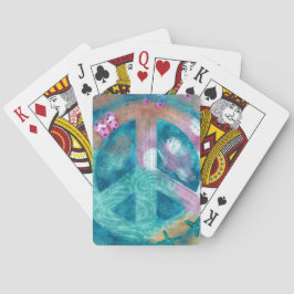 Peace Sign Beach Abstrakt Aquamarin Pink Hippie Bo Spielkarten