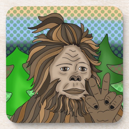 Peace Sign Bigfoot Sasquatch Getränkeuntersetzer (Vorderseite)