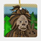 Peace Sign Bigfoot Sasquatch Keramikornament (Vorderseite)