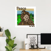 Peace Sign Bigfoot Sasquatch Peace Out Poster (Heimbüro)
