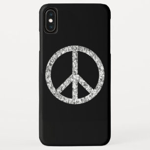 Peace Sign Black Silver Glitzer Chic Case-Mate iPhone Hülle
