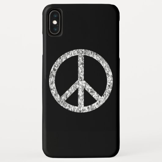 Peace Sign Black Silver Glitzer Chic Case-Mate iPhone Hülle (Rückseite)