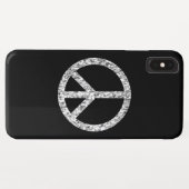 Peace Sign Black Silver Glitzer Chic Case-Mate iPhone Hülle (Rückseite (Horizontal))