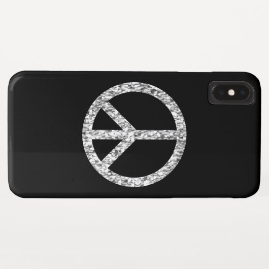 Peace Sign Black Silver Glitzer Chic Case-Mate iPhone Hülle (Rückseite (Horizontal))