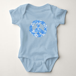 Peace Sign Blue Baby Strampler