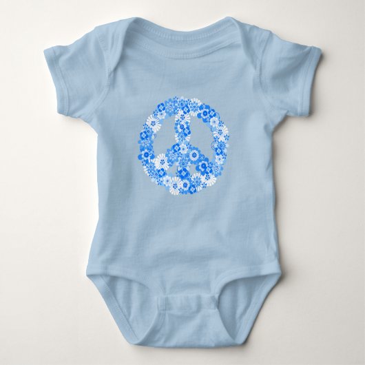 Peace Sign Blue Baby Strampler (Vorderseite)