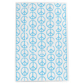 Peace Sign Blue Groovy Retro Fun Mittlere Geschenktüte (Vorderseite)