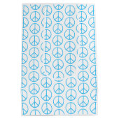 Peace Sign Blue Groovy Retro Fun Mittlere Geschenktüte (Rückseite)