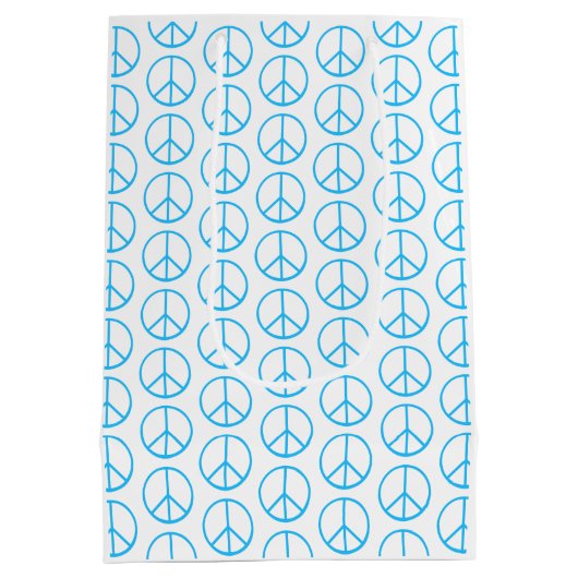Peace Sign Blue Groovy Retro Fun Mittlere Geschenktüte (Rückseite)