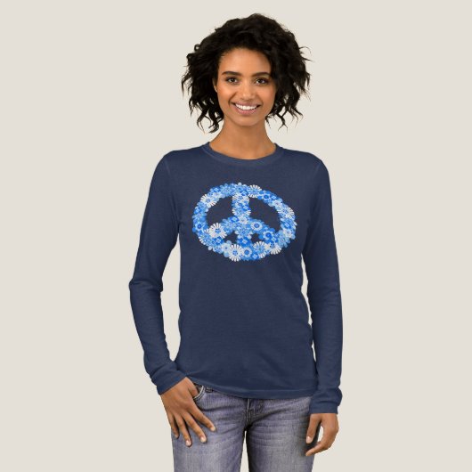 Peace Sign Blue Tri-Blend Shirt (Volle Vorderseite)