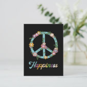 Peace Sign Blume farbenfrohe Happy Hippie Postkarte (Stehend Vorderseite)