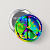 Peace Sign Blume Power Hippie Button (Vorne & Hinten)