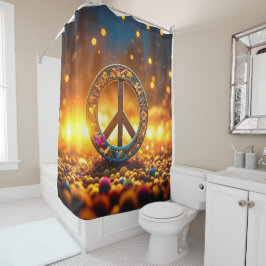 Peace Sign Bokeh Duschvorhang